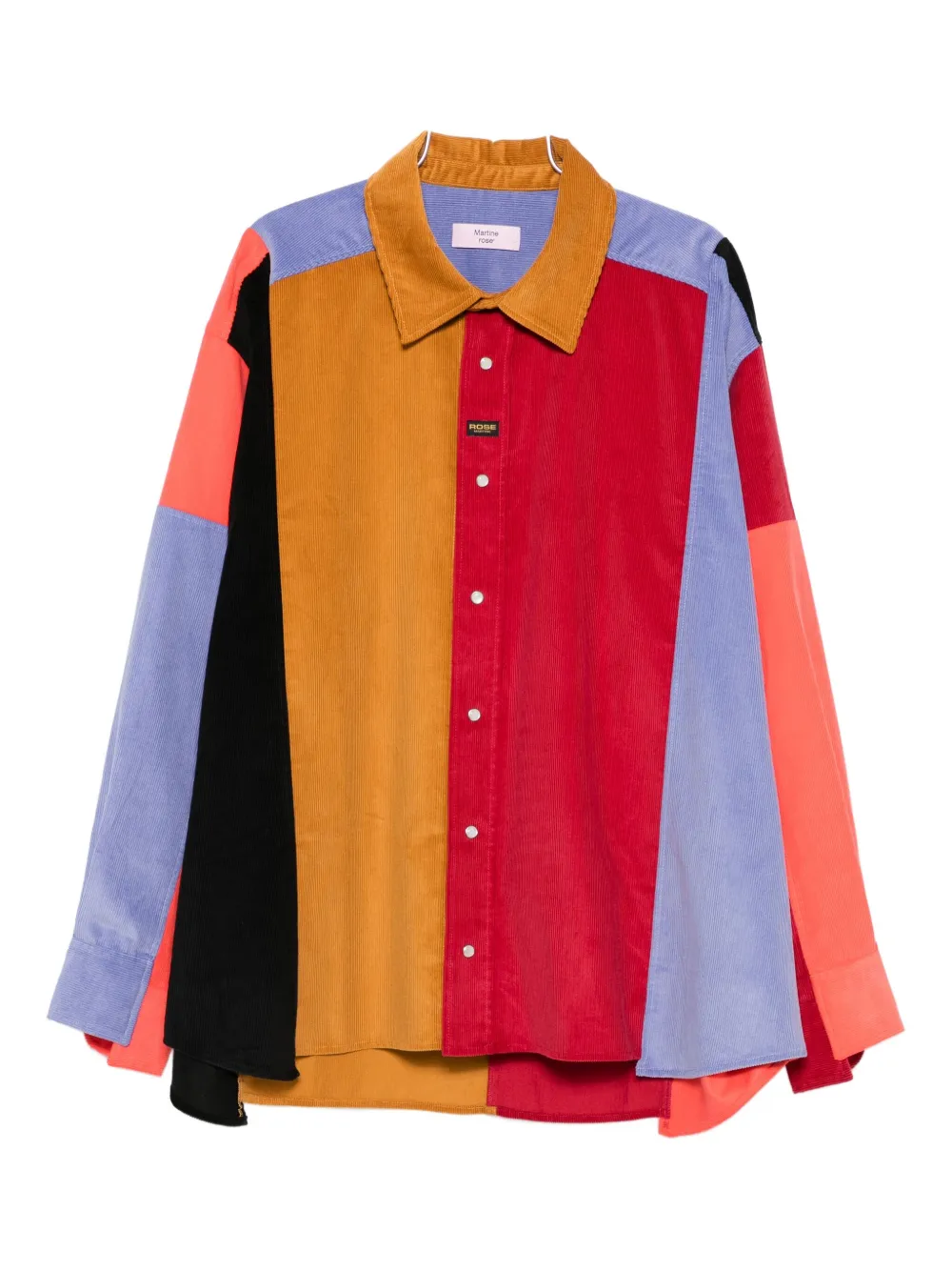 

Рубашка из вельвета с отделкой из разных материалов Martine Rose, красный