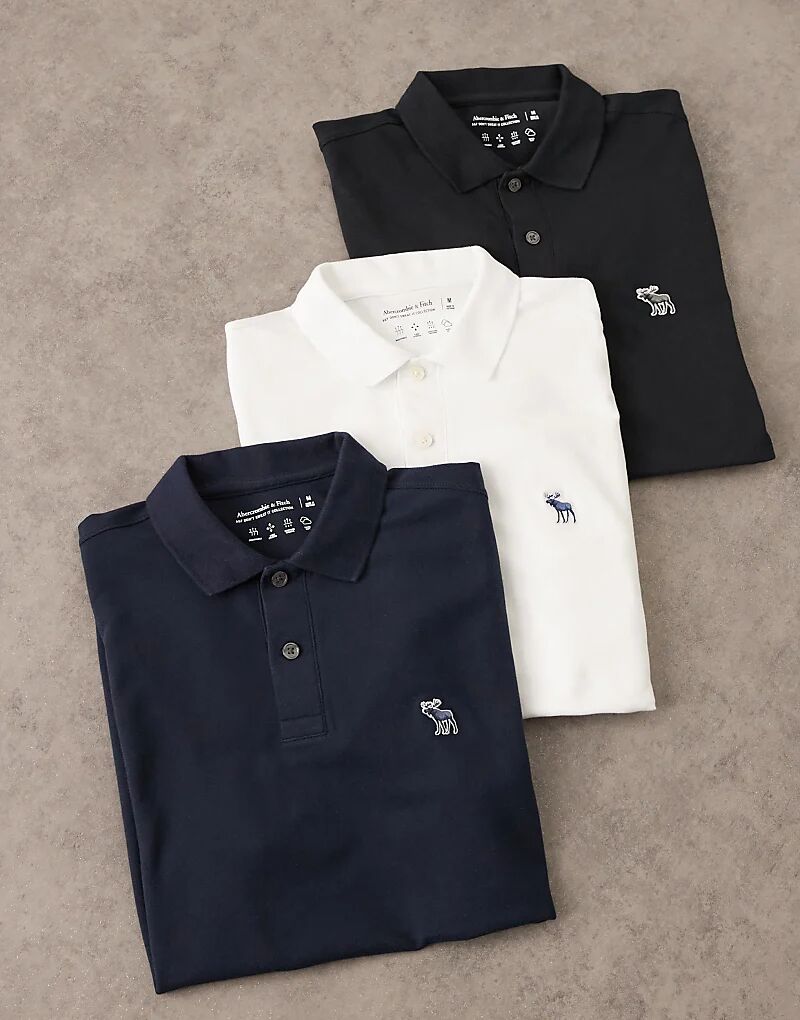 

3 пары поло белого, синего и черного цветов Abercrombie & Fitch