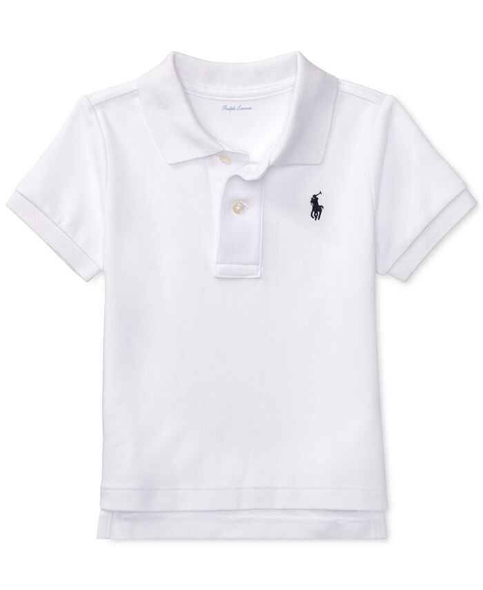 Хлопковая рубашка-поло с короткими рукавами для маленьких мальчиков Polo Ralph Lauren, белый — фото 2