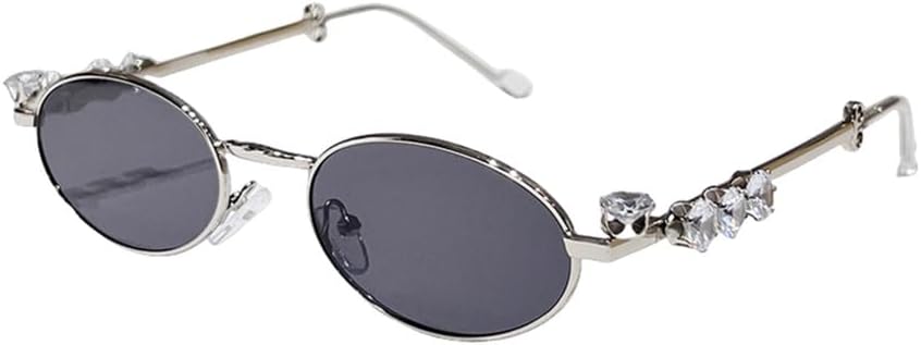 

Овальные солнцезащитные очки с декором из страз для женщин и мужчин, повседневные, с градиентным переходом цвета, для летней пляжной вечеринки, с защитой от УФ-излучения UV400 TKKTLLT, Silver Gray