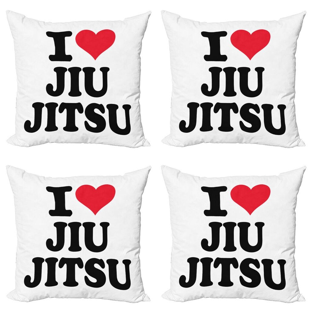 

ABAKUHAUS Jiu Jitsu Набор чехлов для подушек (4 предмета), I Love Typography, современная двусторонняя цифровая печать, 40 x 40 см, Черный Темно-Коралловый