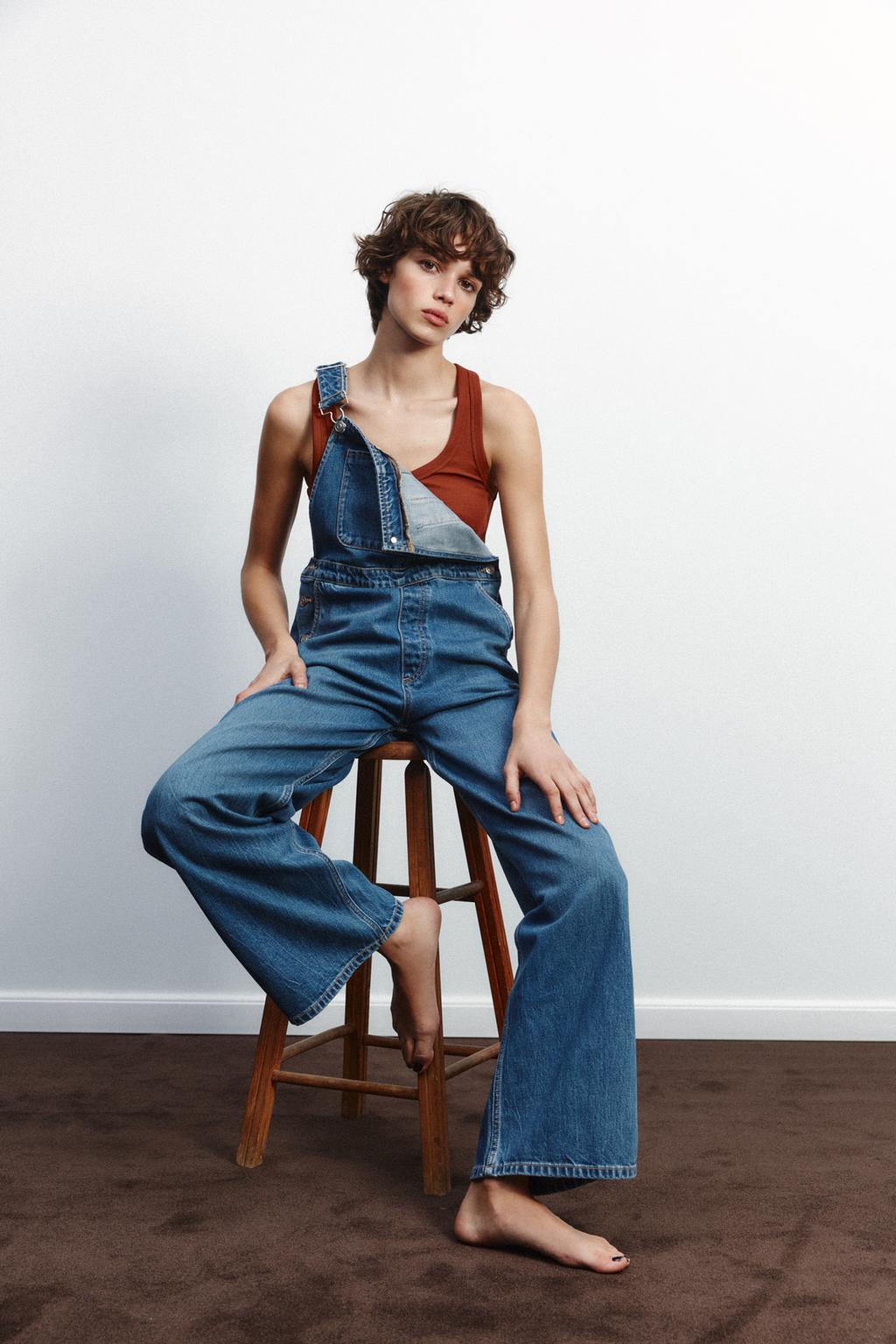 

Топ с ребристыми ремешками ZARA, цвет Brick