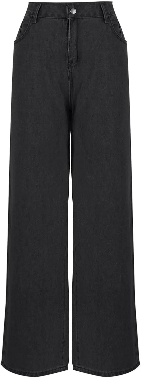 Джинсы для женщин Stretch Mid Waisted Denim Pants Y2k Paper Bag Wide Leg — фото 2