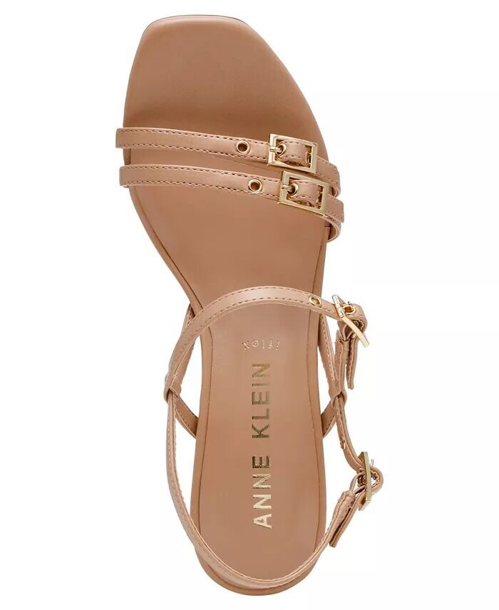 Женские босоножки Mackenzie Strappy Buckle Heel Dress Sandals Anne Klein, коричневый/бежевый — фото 4