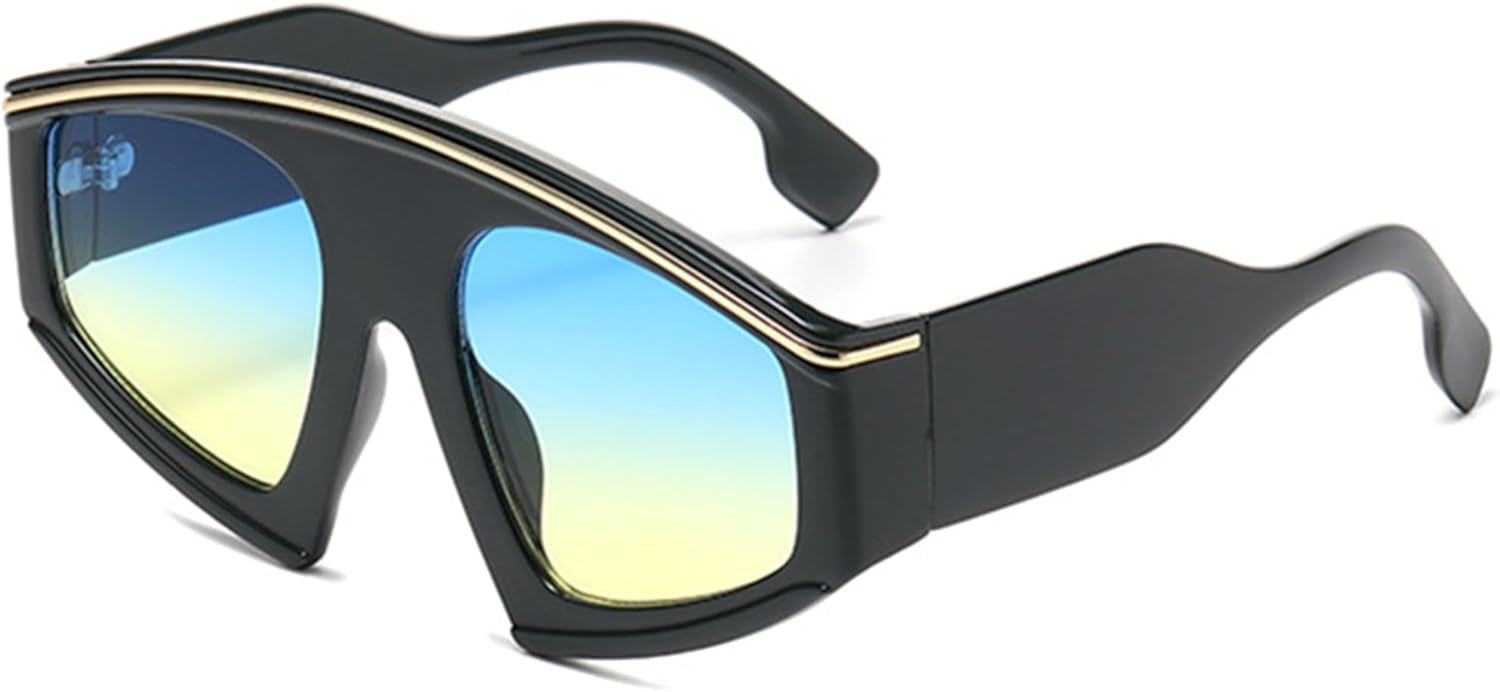 

bullabulling Модные солнцезащитные очки большого размера в стиле "кошачий глаз" в стиле Y2K для женщин, винтажные солнцезащитные очки с леопардовым принтом и градиентом, защита от ультрафиолета UV400 для мужчин, Black Blue