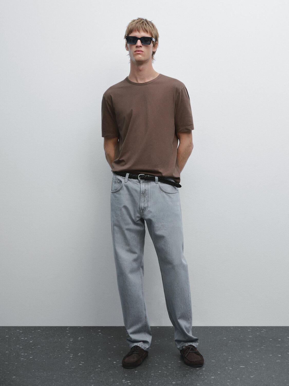 

Футболка с короткими рукавами и эффектом потертости Massimo Dutti, оранжевый