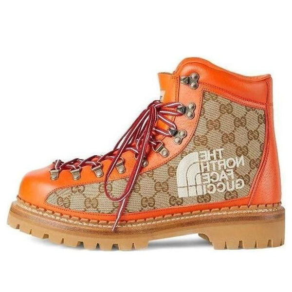 

Кроссовки x the north face canvas leather boots 'orange' Gucci, оранжевый