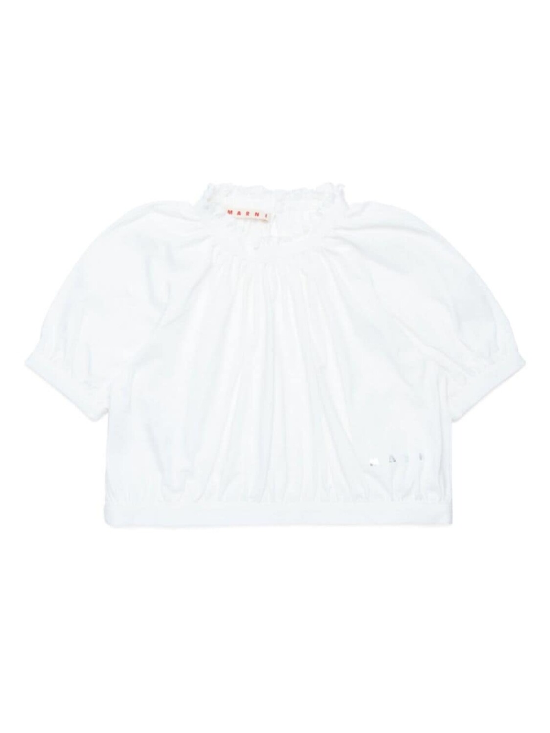 

Marni Kids футболка из хлопка с оборкой на горловине, белый