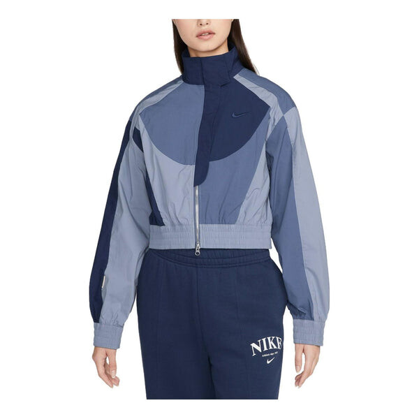 

Куртка (WMNS) Nike Sportswear Collection Short Patchwork Jacket 'Blue', синий