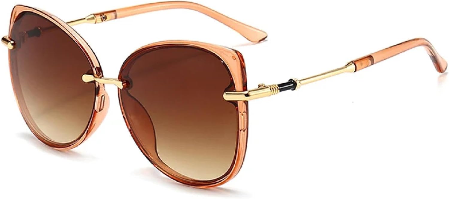 

Роскошные солнцезащитные очки в крупной металлической оправе «кошачий глаз» для женщин и мужчин, для активного отдыха, путешествий и вождения, с защитой от УФ-излучения UV400 TKKTLLT, Tea Gradient Tea