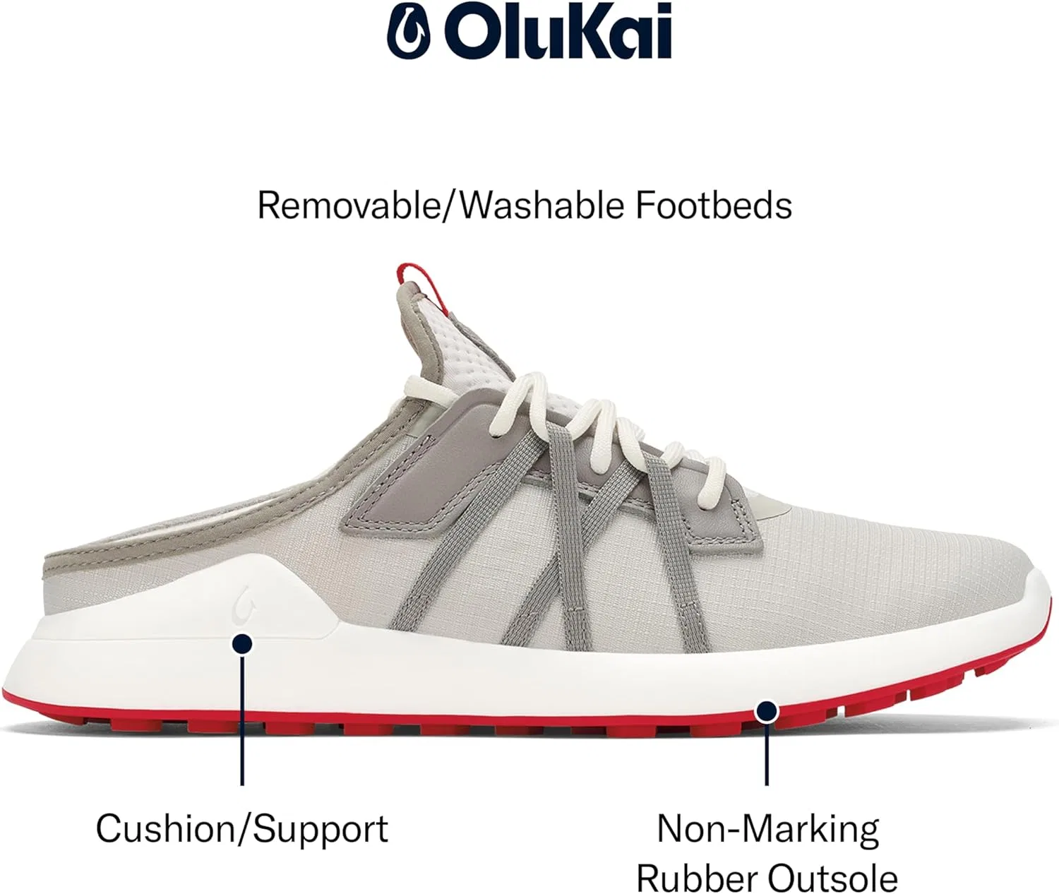 Кроссовки для гольфа мужские OLUKAI Sterling/Bright Red — фото 4