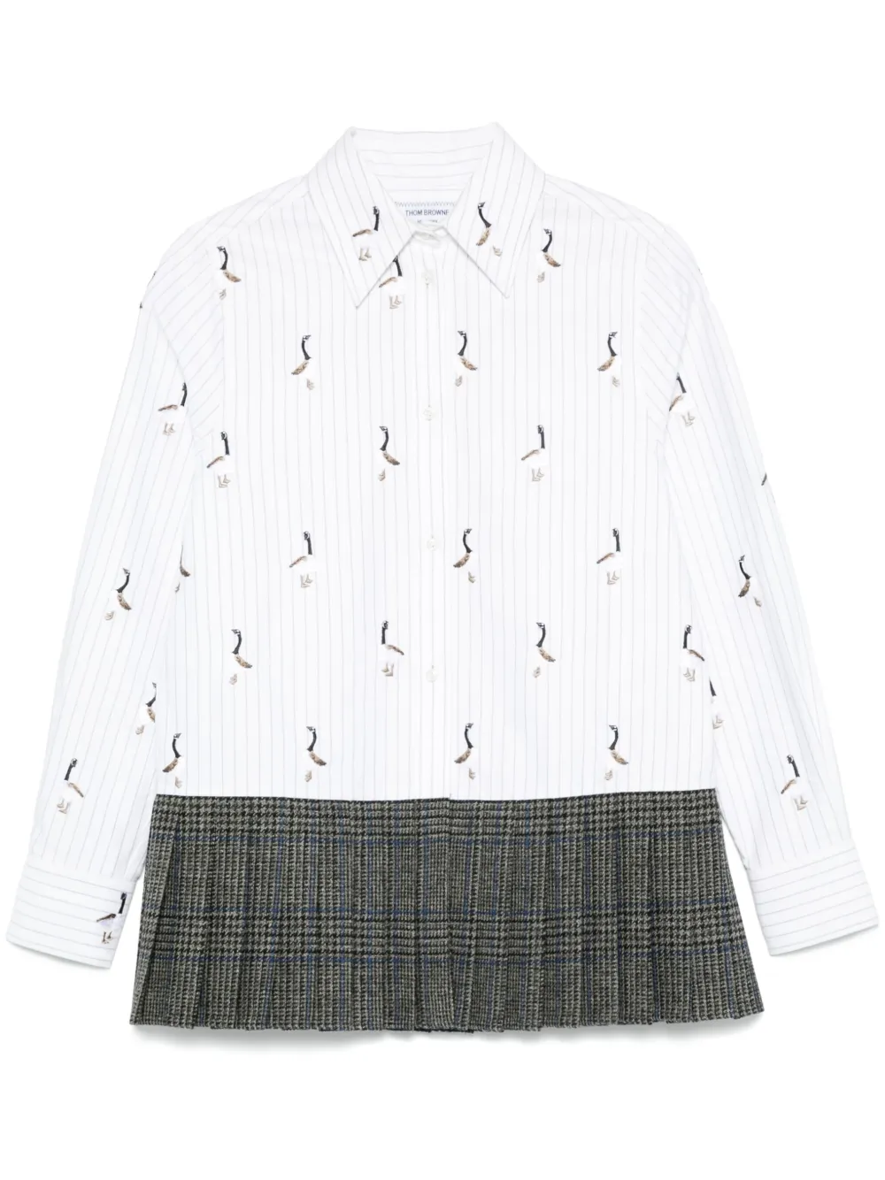 

Полосатая рубашка со складками THOM BROWNE, белый