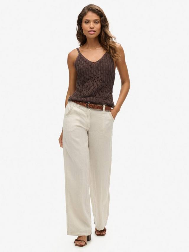 

Широкие льняные брюки с низкой посадкой Superdry, цвет Light Stone Beige
