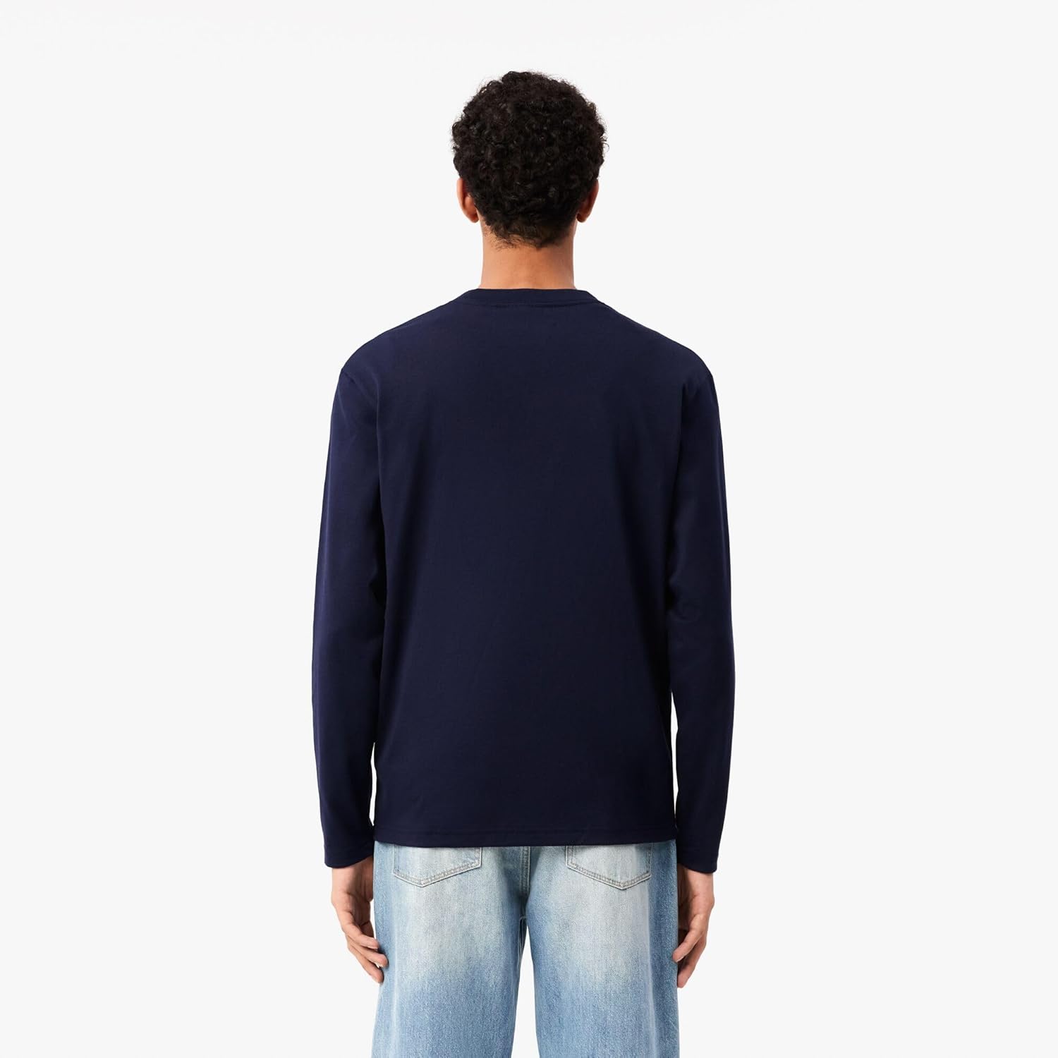 Мужская футболка с длинными рукавами из хлопкового трикотажа Lacoste, Navy Blue — фото 3