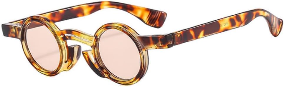 

Ретро-солнцезащитные очки в стиле панк, маленькие круглые, для мужчин, с защитой от УФ-излучения UV400, модные для женщин, трендовые красные солнцезащитные очки MTZJH, Leopard Champagne