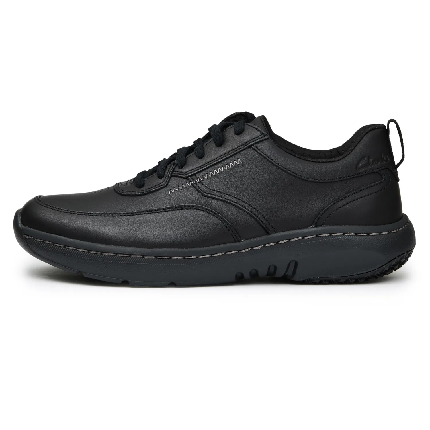 Мужские комфортные кожаные кеды чёрные от Clarks — фото 2