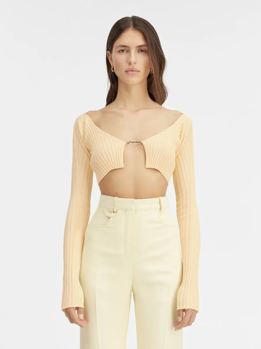 

Кардиган с микро-шармом и логотипом Пралу Jacquemus, светло-желтый