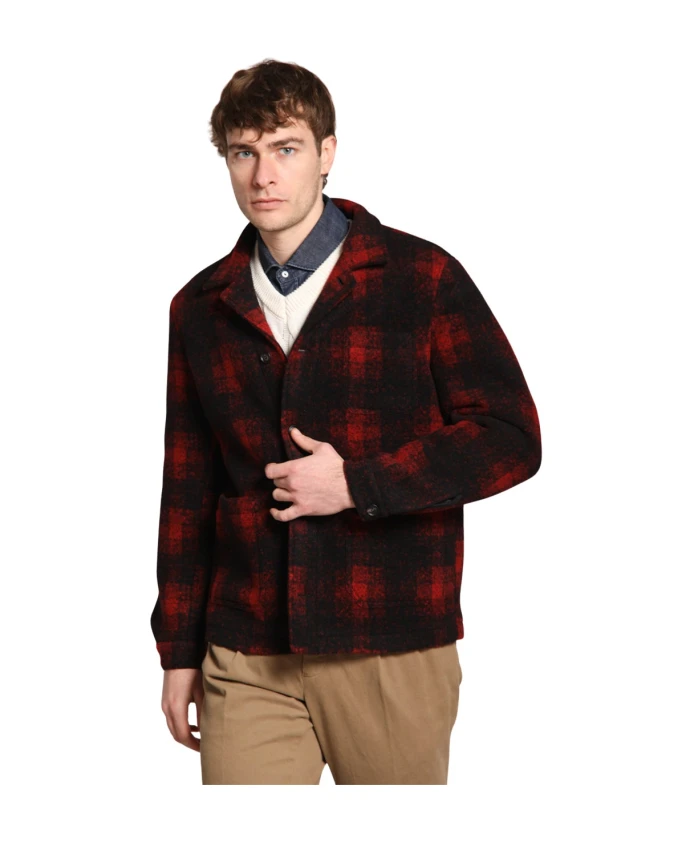

Красная клетчатая шерстяная полевая куртка Mason'S, красный