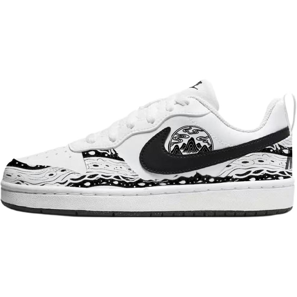 

Nike Court Borough с амортизацией, износостойкие низкие скейтерские кроссовки black white детские