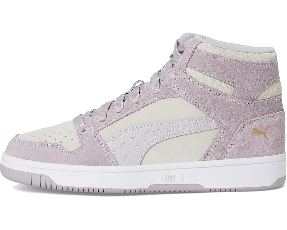 Кроссовки PUMA Rebound Layup Stone, цвет Feather Gray/Marble/Puma Team Gold — фото 4
