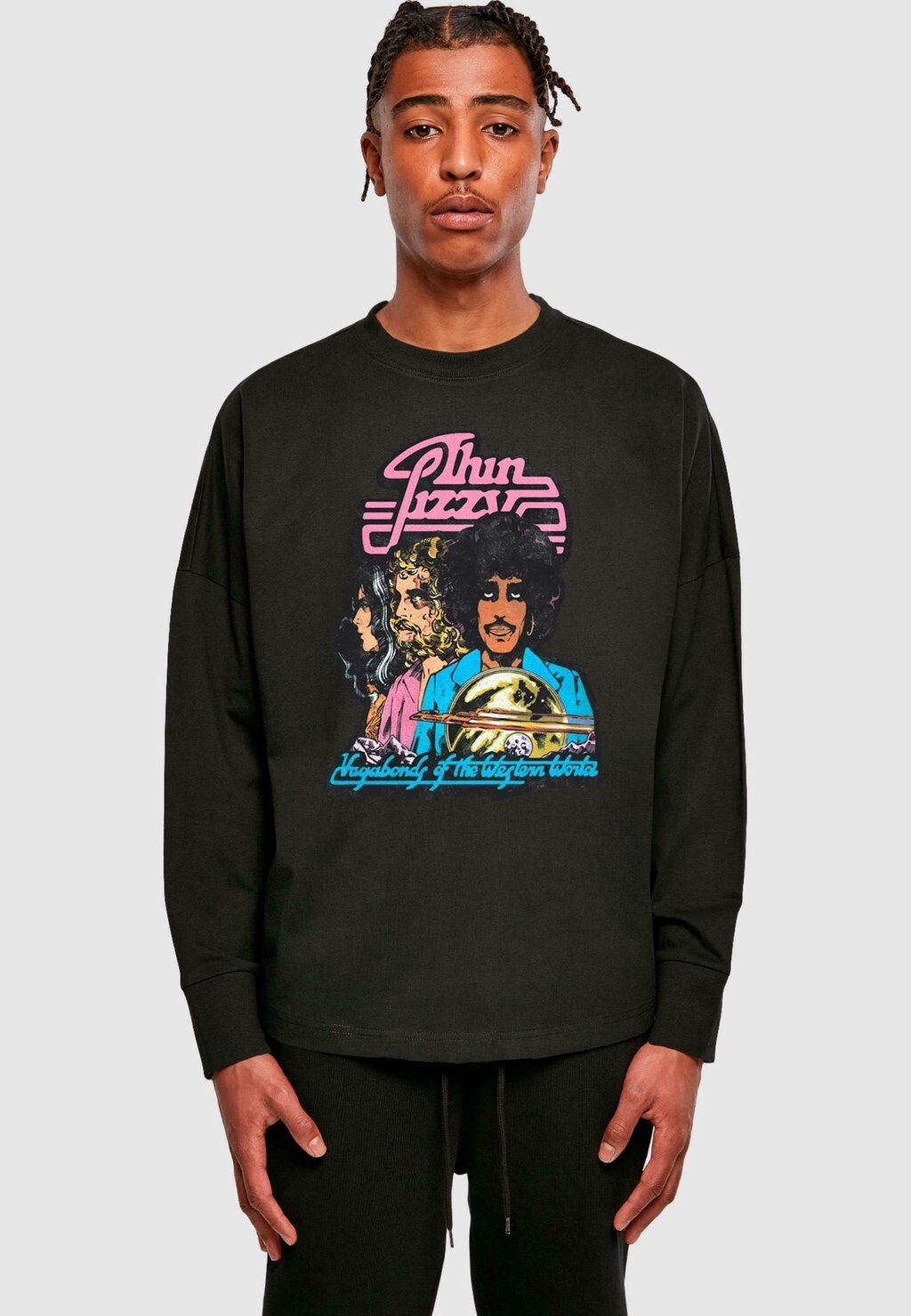 

Топ с длинными рукавами THIN LIZZY ALBUM TRACKLISTING OVERSIZE Merchcode, черный