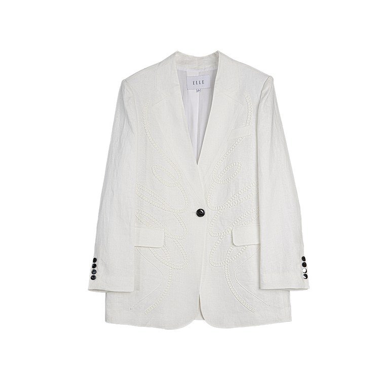 

ELLE Костюм деловой женский белый с V-образным вырезом Moderate