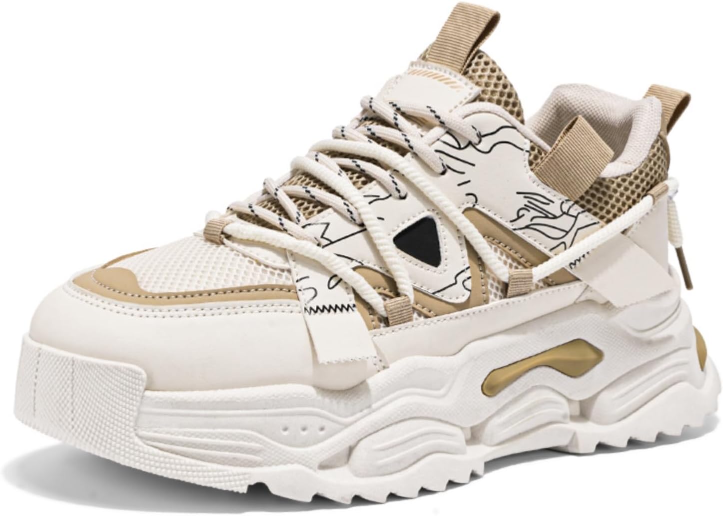 

Мужские белые кроссовки на платформе: стильные кроссовки с контрастной прострочкой для повседневного уличного стиля Khwfjas