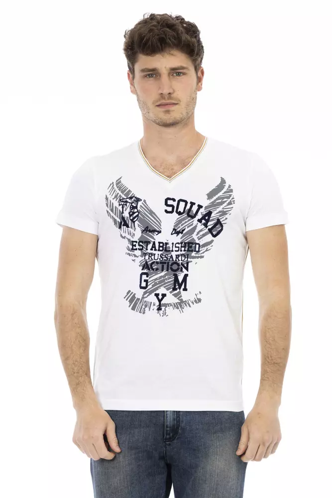 

Белая хлопковая мужская футболка Trussardi