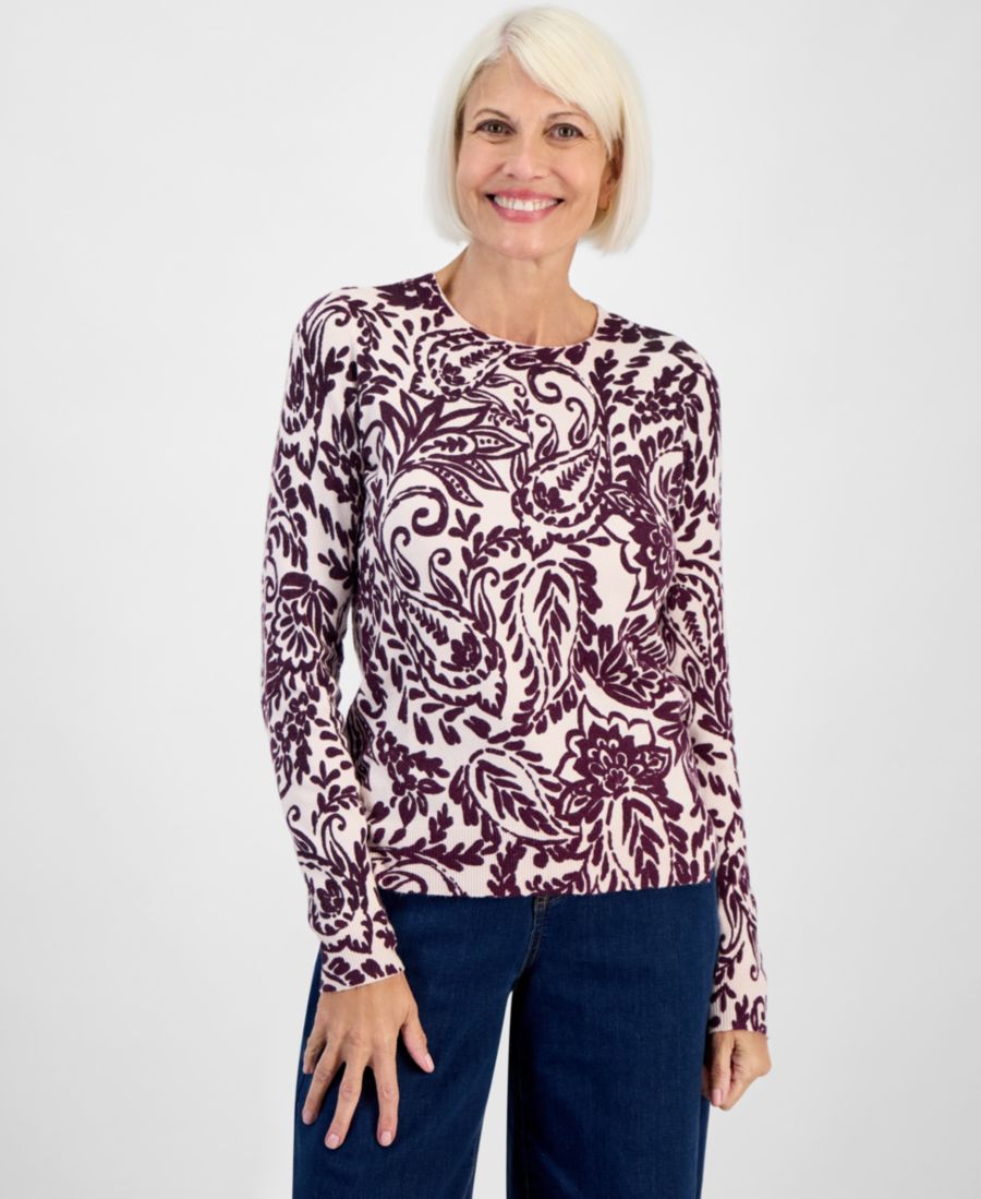 

Укороченный свитер с длинными рукавами и узором пейсли, эксклюзивно для Macy's Style & Co, Atmn Pais Cran