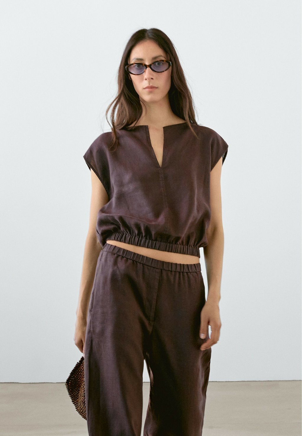 

Блуза WITH ELASTICATED HEM Massimo Dutti, Mottled Bordeaux