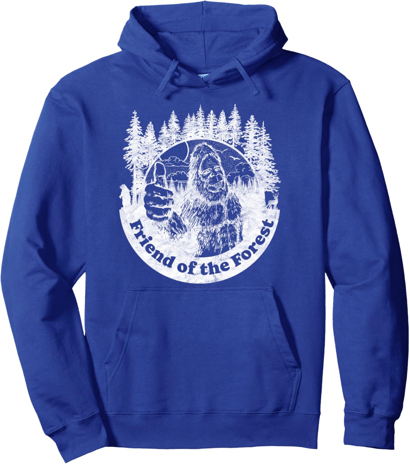 

Забавная толстовка в стиле 80-х с изображением Бигфута, природы и надписью «Палец вверх» Giant Step Design Co., синий