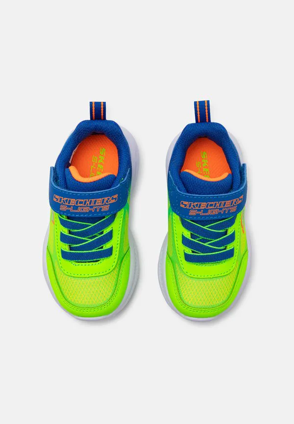 Кроссовки с подсветкой в виде метеоритных огней Skechers, Blue/Lime Textile/Orange — фото 4