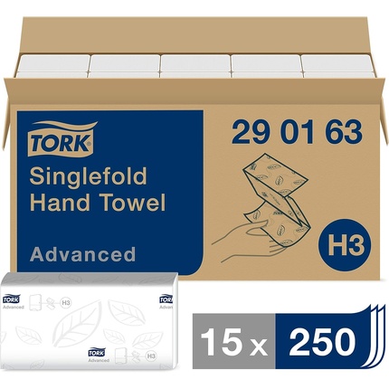 

Бумажные полотенца для рук Singlefold 290163 H3 Advanced Folded Paper Towels 15 x 250 листов Tork