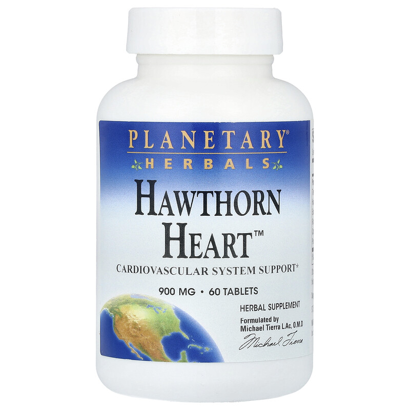 

Planetary Herbals, Hawthorn Heart , 900 мг, 60 таблеток