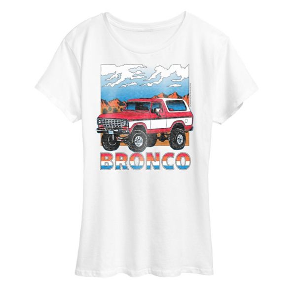 

Женская футболка Ford Bronco с принтом горного пейзажа Licensed Character, белый