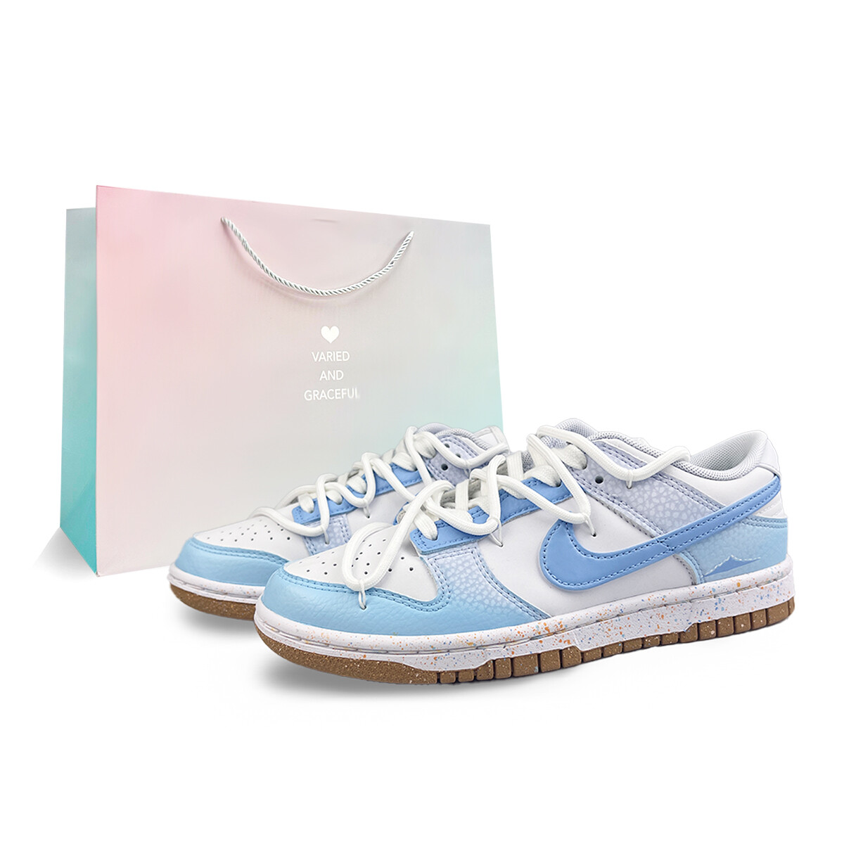 

Кроссовки Nike Dunk Skateboard Shoes Women's Low-Top White, Синий, Кроссовки Nike Dunk Skateboard Shoes Women's Low-Top White