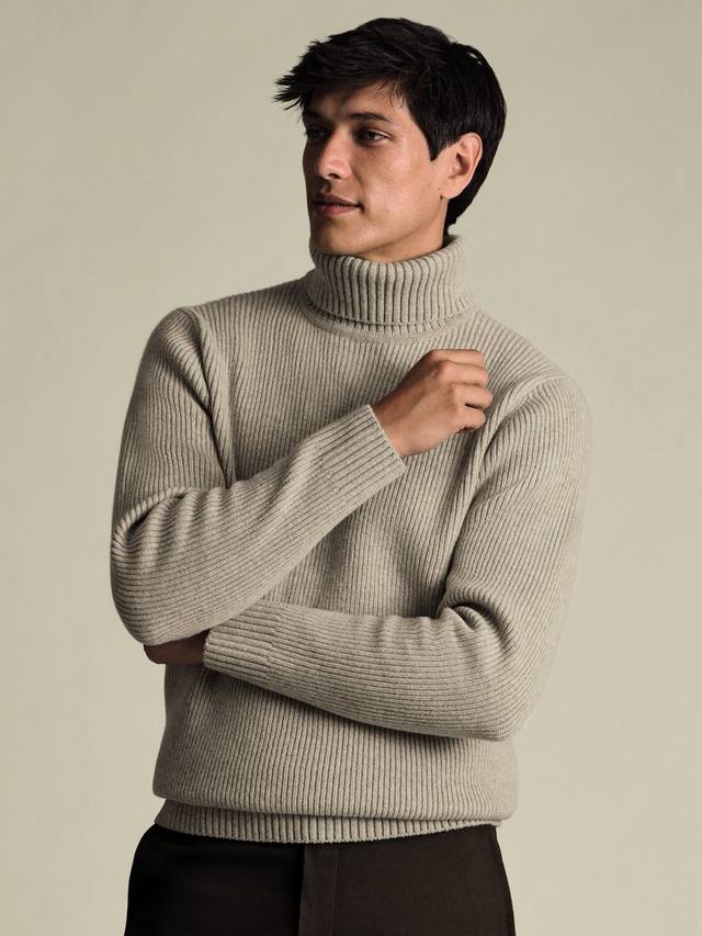 

Свитер с воротником-стойкой из мериносовой шерсти Charles Tyrwhitt, Oatmeal