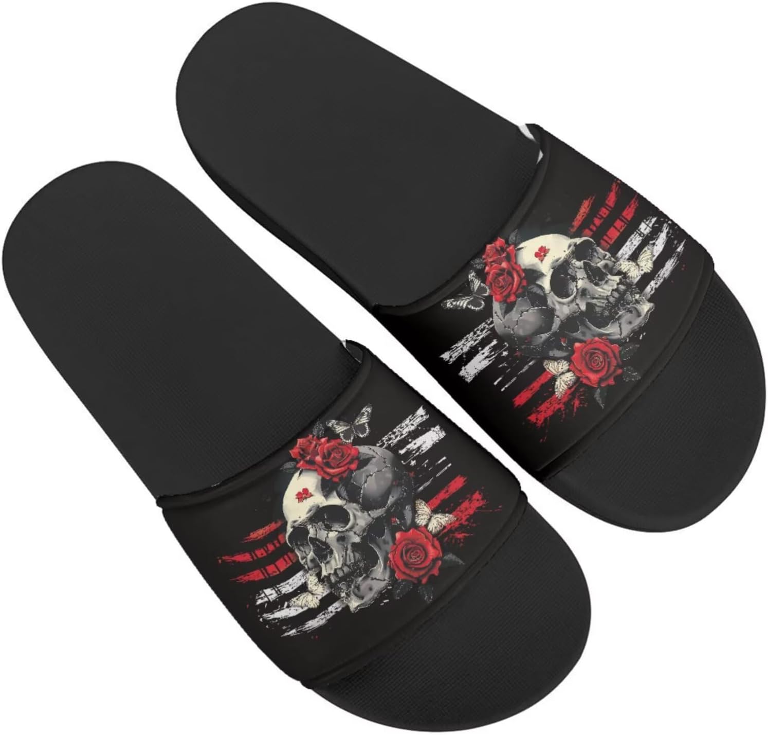 

Женские шлепанцы GETELINSENG с принтом черепа на День мертвых, летние домашние тапочки с нескользящей подошвой, тапочки на носок для дома и улицы, Skull Us Flag