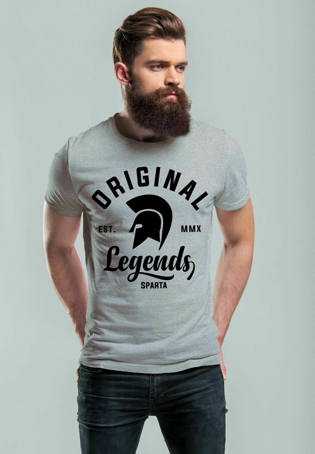 

Футболка с принтом GLADIATOR SPARTA FIGHTER ORIGINAL LEGENDS STREETWEAR Neverless, цвет grau/schwarz