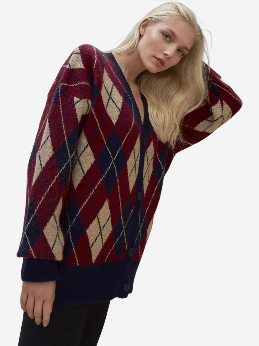 

Вязаный кардиган Hiccup, бежевый/темно-красный