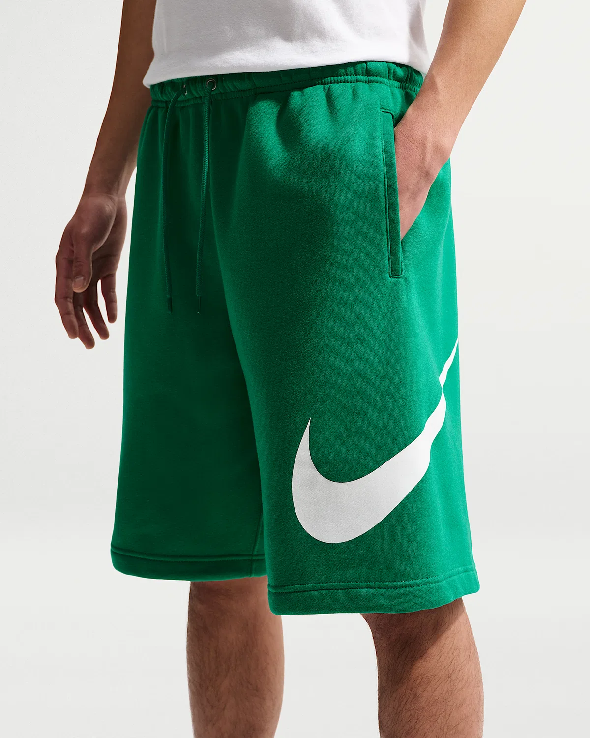 Мужские флисовые шорты Nike Club, Malachite/Malachite/White — фото 2