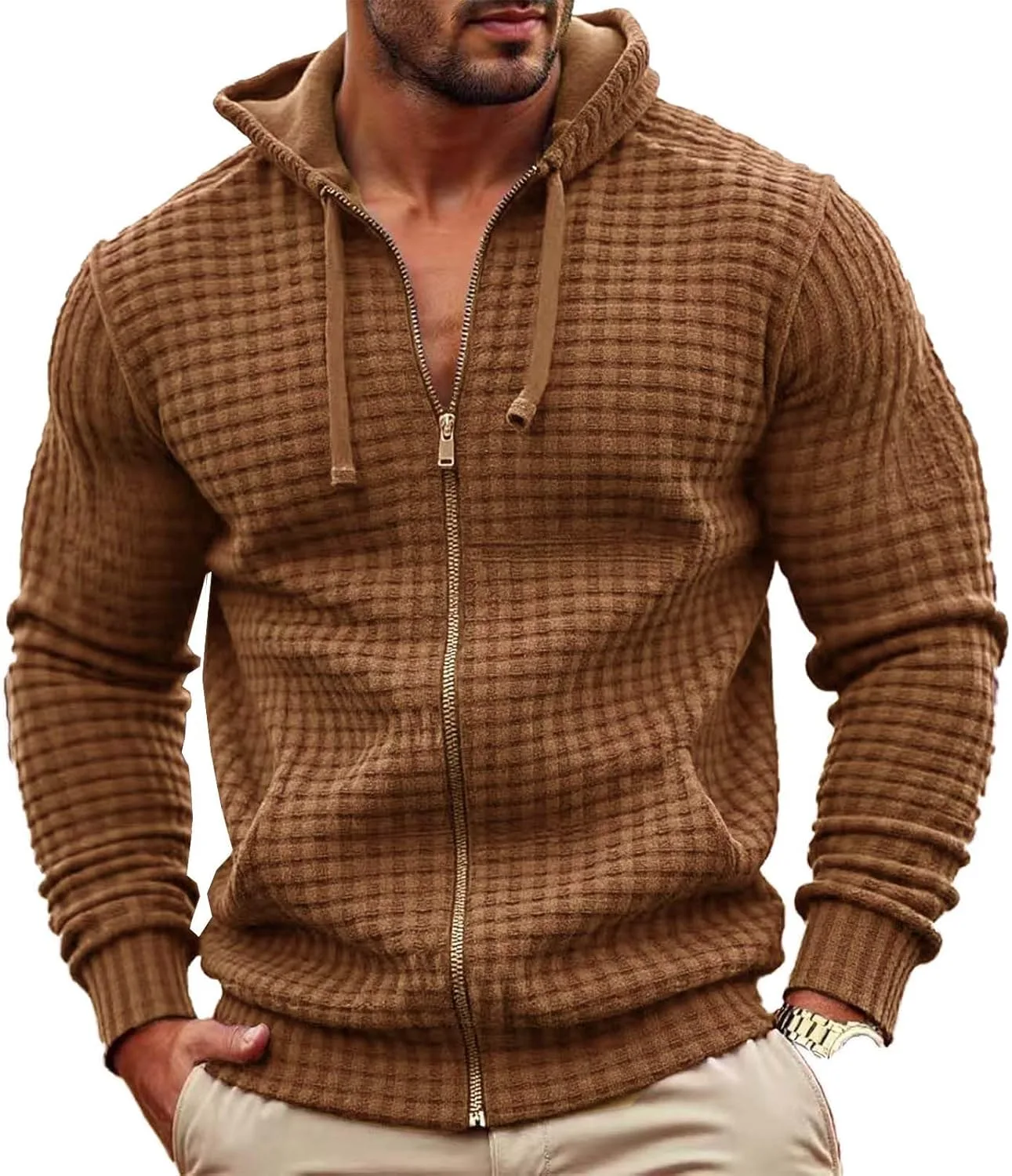 

Мужская толстовка с капюшоном на молнии, свободная, спортивная