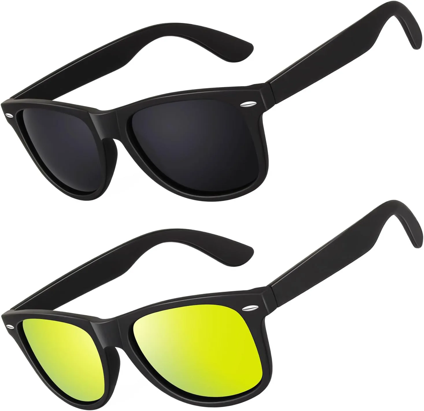 

Поляризованные солнцезащитные очки LINVO для мужчин и женщин, очки для вождения, ретро-дизайн в стиле 80-х, квадратная форма, A24-matte Black Black & Gold