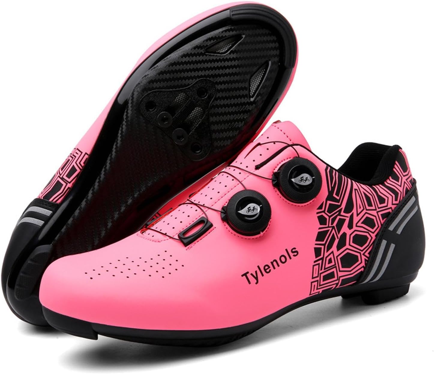

Велосипедные туфли для мужчин и женщин, шоссейные/MTB - система самозапирающихся SPD, легкие и дышащие велотуфли с плоской подошвой для дороги и бездорожья (унисекс) Wttagkl, розовый