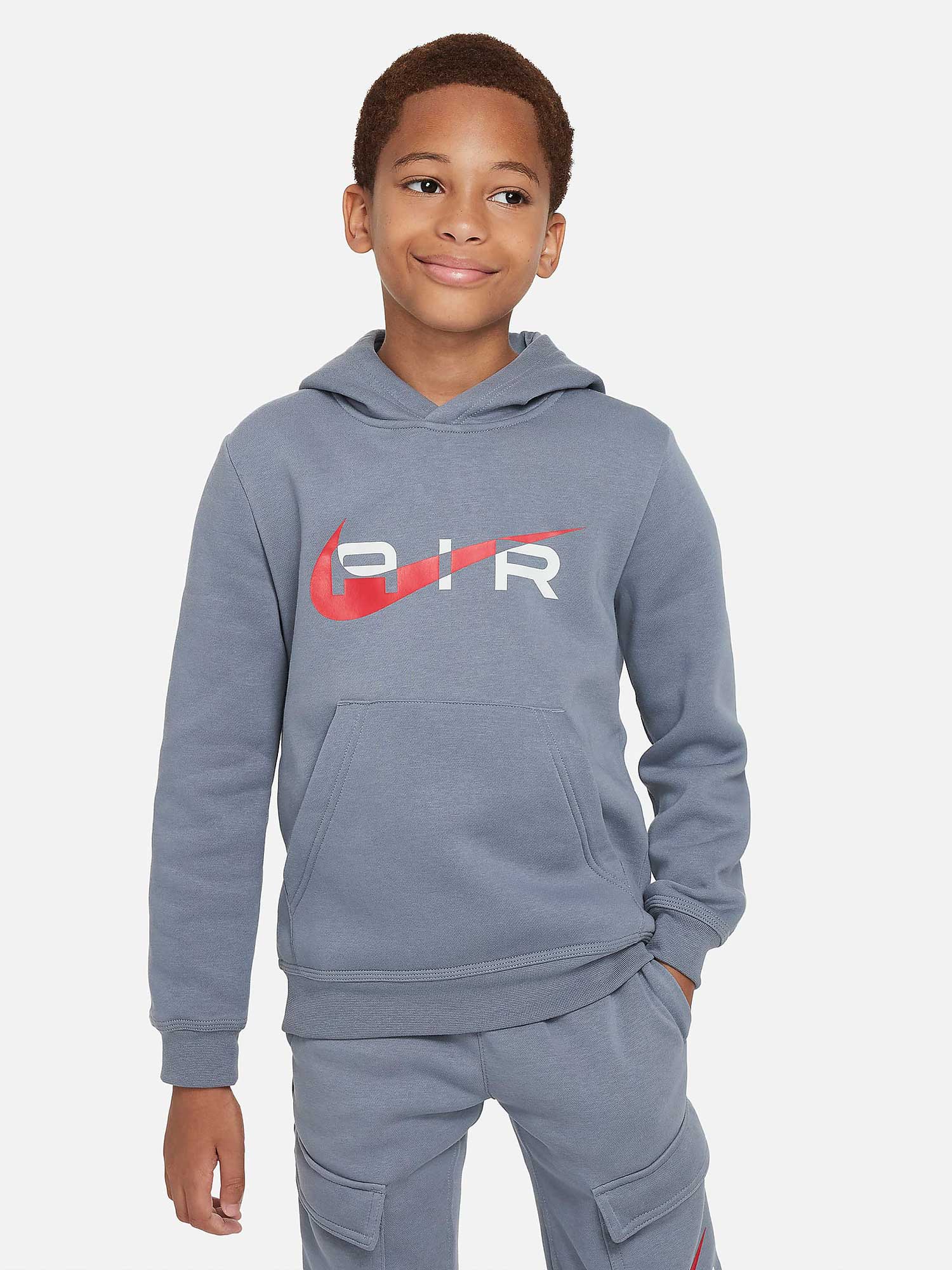 

Толстовка Nike B NSW N AIR PO HOODY FLC BB, серый