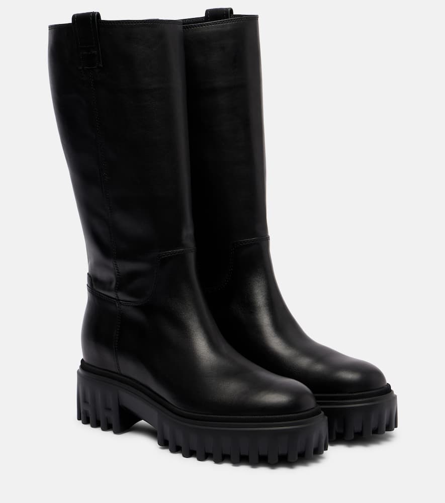 Кожаные ботинки H700 до середины икры Hogan, Nero