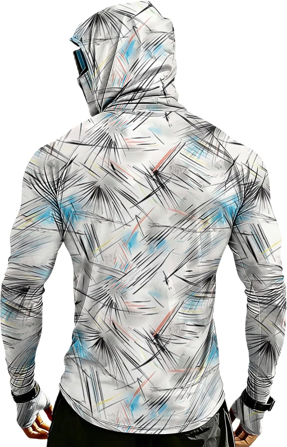 Мужская футболка с капюшоном и маской, UPF 50+, Generic, 03-dark Gray — фото 2