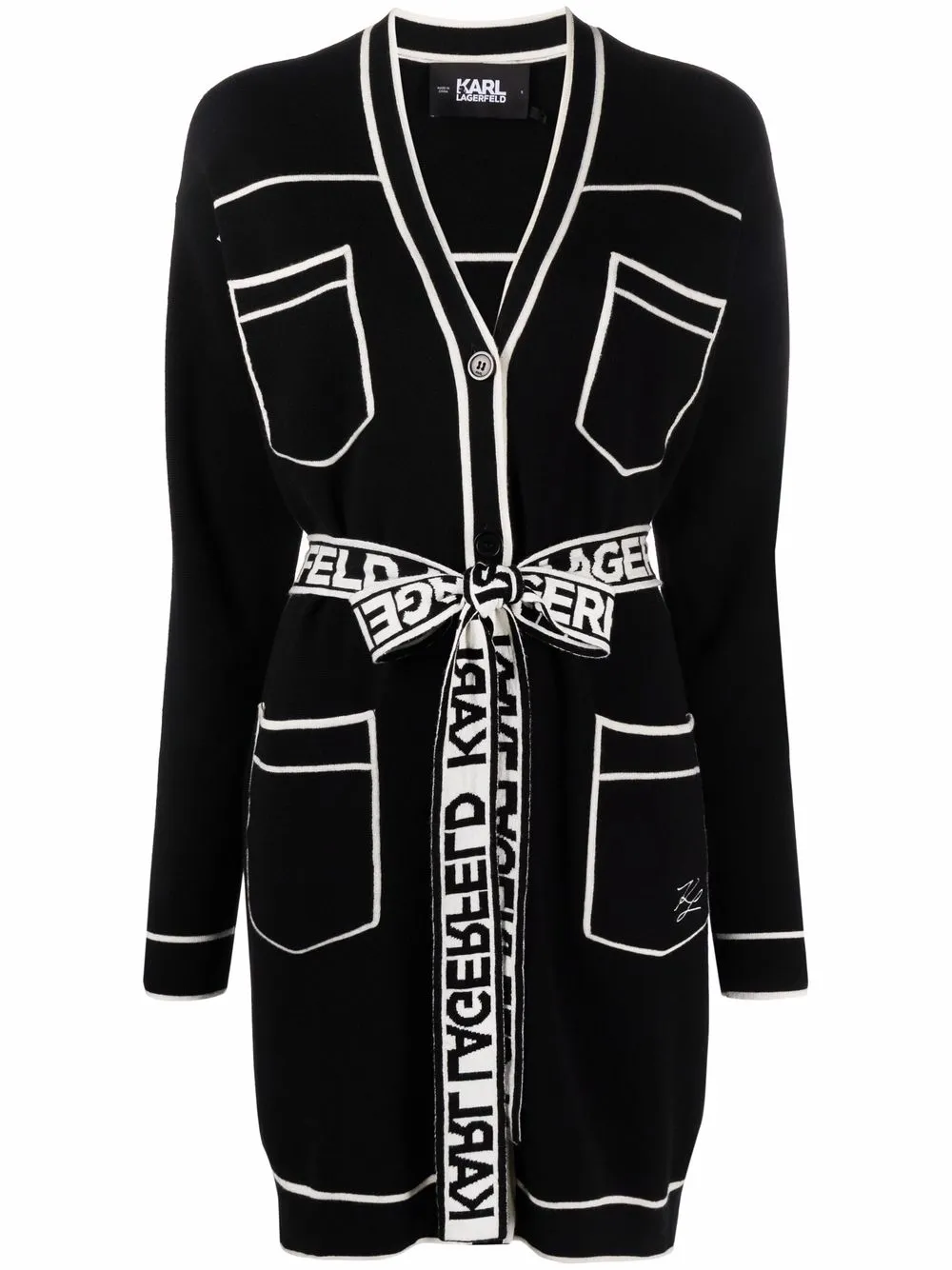 

Кардиган с V-образным вырезом KARL LAGERFELD, черный