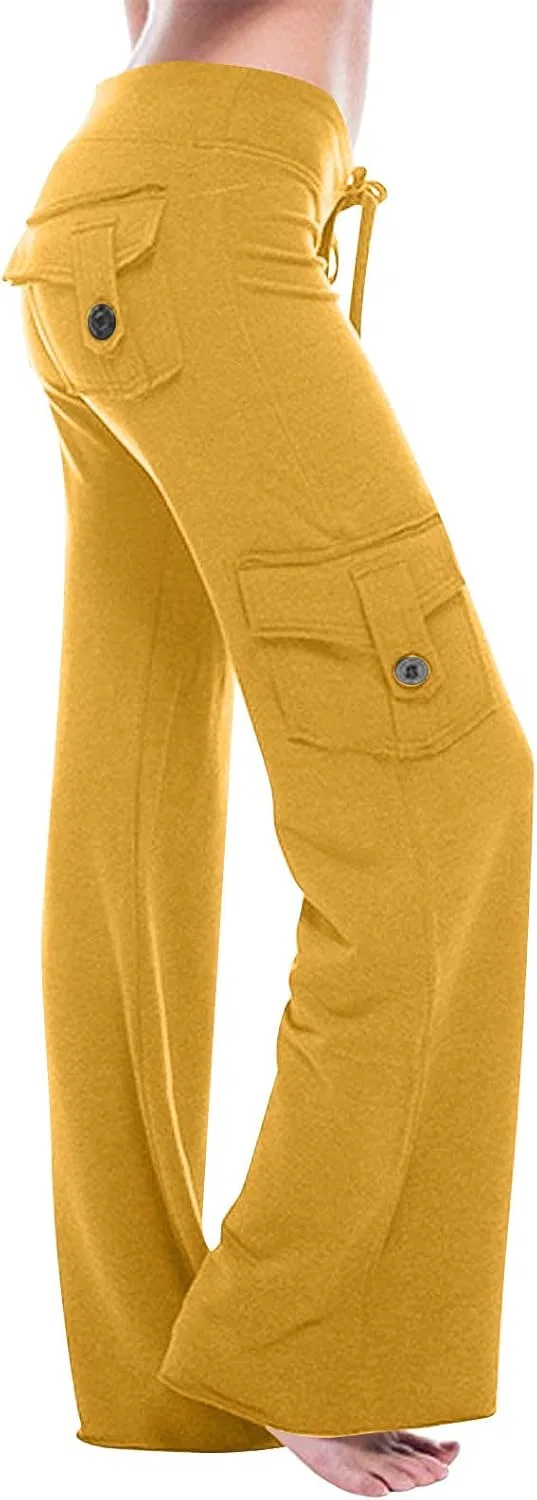 Брюки женские прямые зауженные с эластичным поясом, Generic, A04_yellow — фото 2