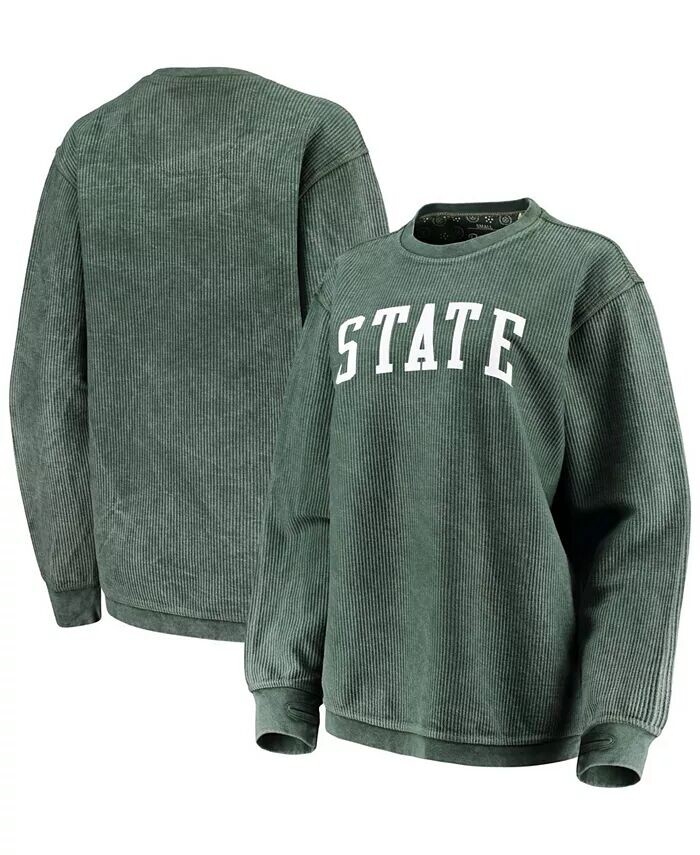 

Женская зеленая толстовка-пуловер Michigan State Spartans Comfy Cord Vintage-Like Wash Basic Arch Pressbox